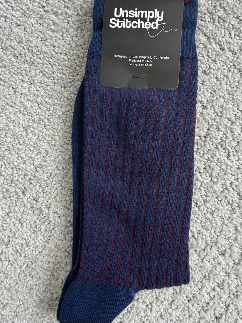 Navy & Burgundy Men's Dress Socks